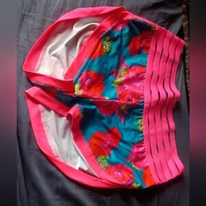 Lotus Leggings Pink and Blue Floral Workout Booty Scrunch Shorts